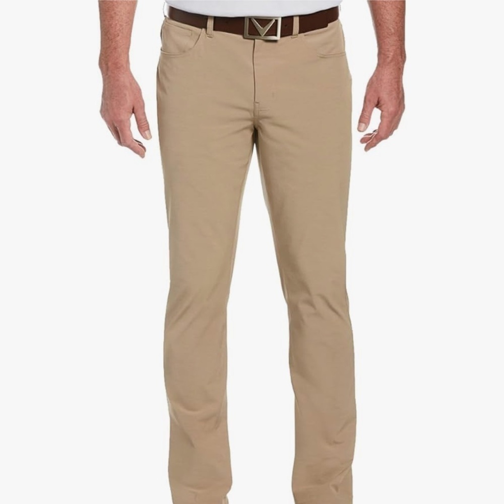 Callaway Men’s EverPlay 5-Pocket Golf Pants Tapered Fit Khaki Heather 44x32